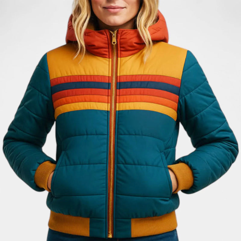 Brielle - Women's Retro Stripe Puffer Jacket