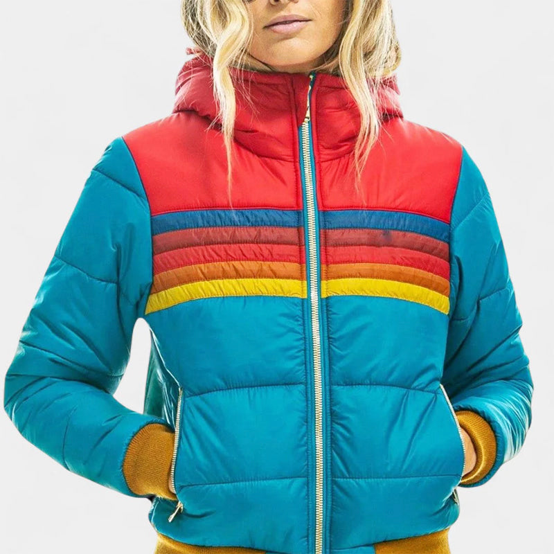 Brielle - Women's Retro Stripe Puffer Jacket