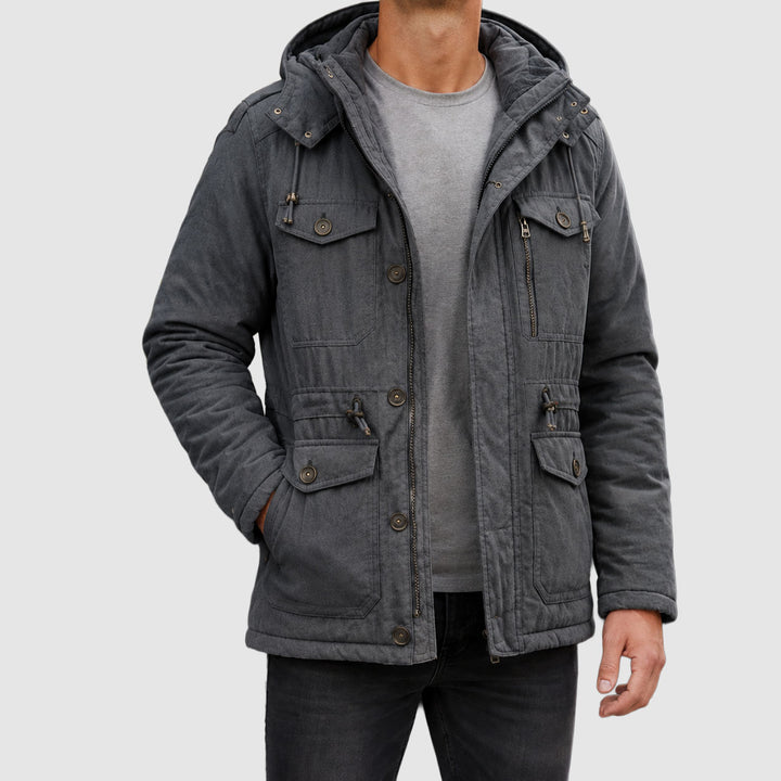 Calvin - Men's Button-Front Utility Jacket with Fleece Lining