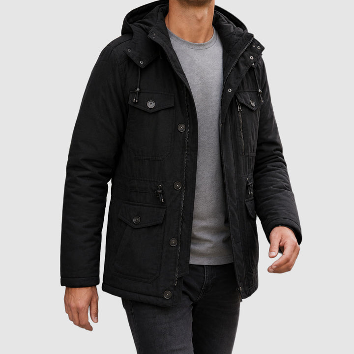Calvin - Men's Button-Front Utility Jacket with Fleece Lining