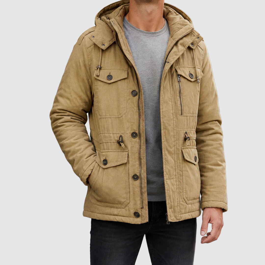 Calvin - Men's Button-Front Utility Jacket with Fleece Lining