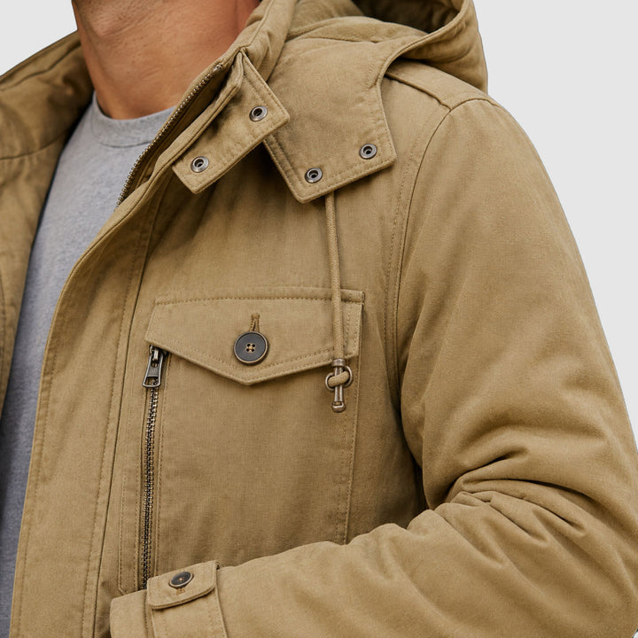 Calvin - Men's Button-Front Utility Jacket with Fleece Lining