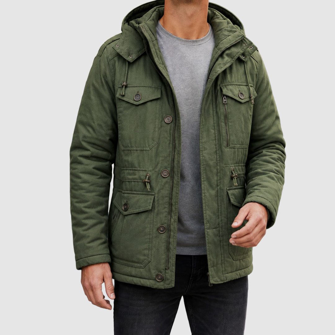 Calvin - Men's Button-Front Utility Jacket with Fleece Lining