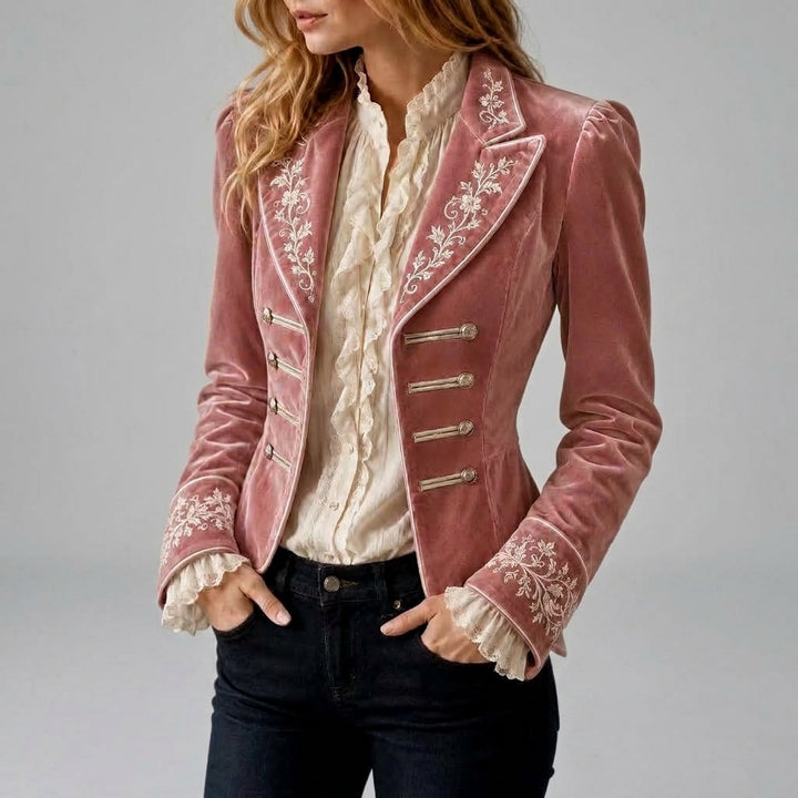 Carmen - Women's Double-Breasted Velvet Tailored Jacket