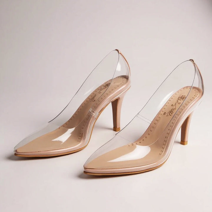 Caroline - Women's Clear Panels Animal Print Trim Pumps