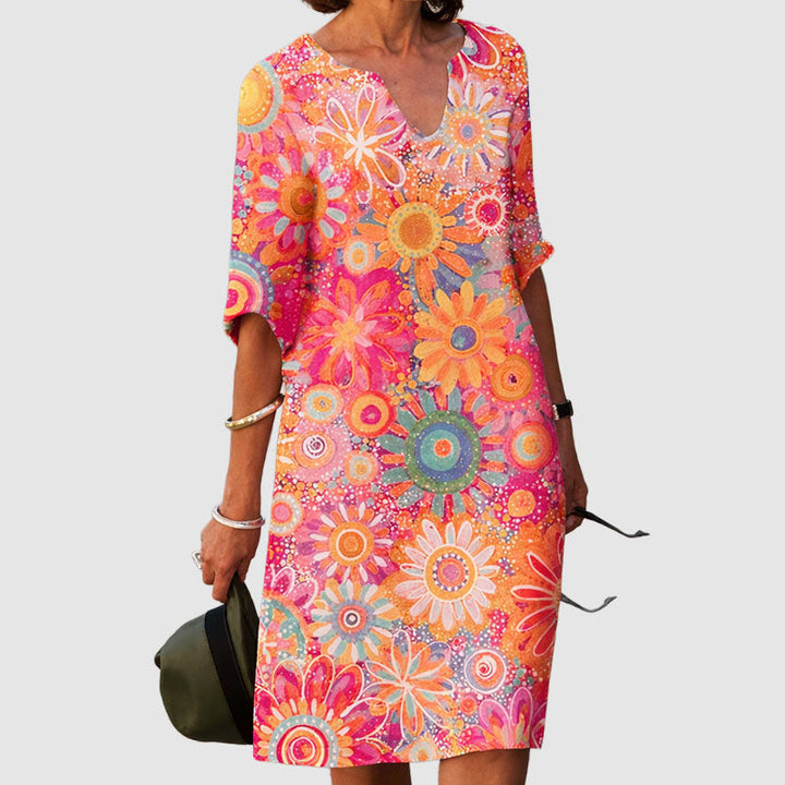 Caroline - Women's Floral V-Neck Dress