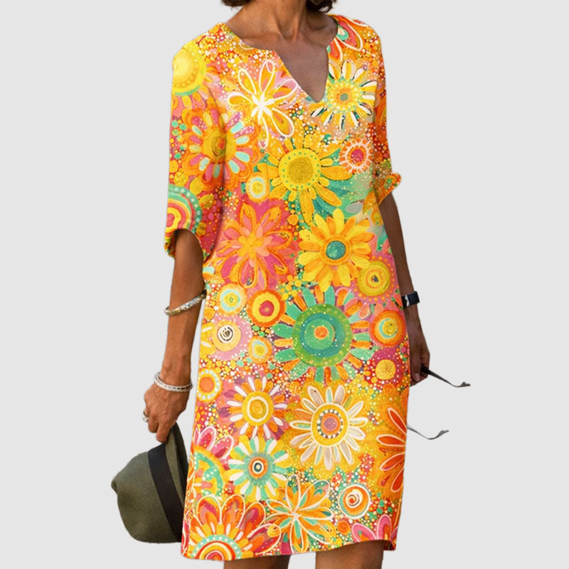 Caroline - Women's Floral V-Neck Dress
