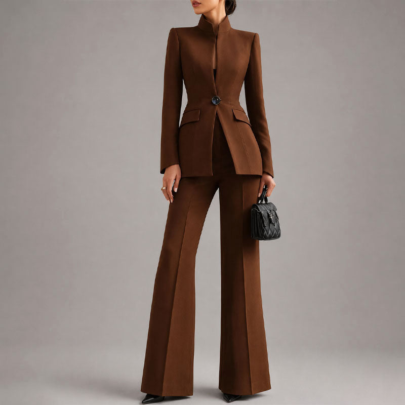 Caroline - Women's Tailored High-Neck Pant Suit Set