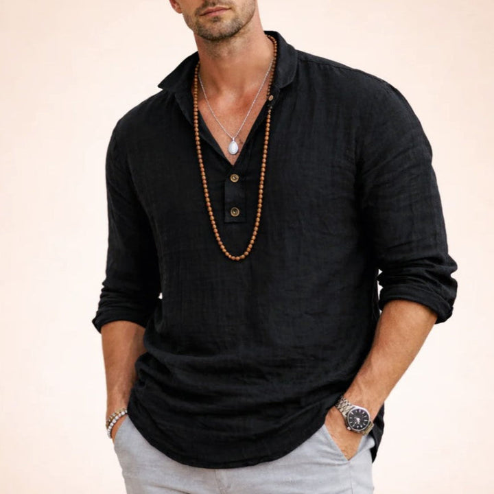 Carter - Men's Linen Button Long Sleeve Shirt
