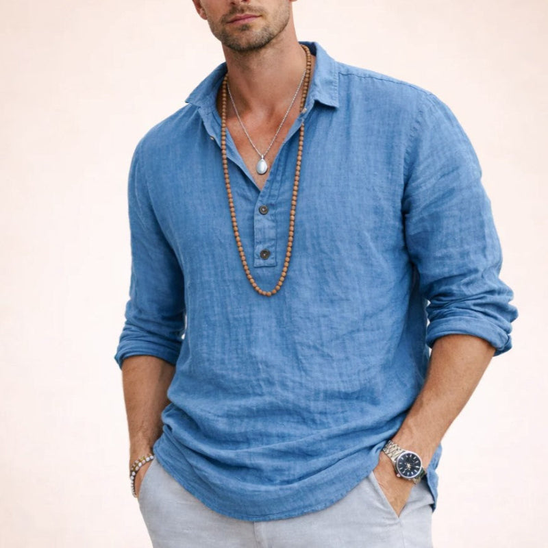 Carter - Men's Linen Button Long Sleeve Shirt