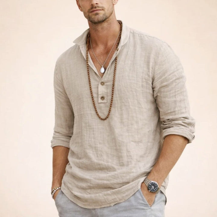 Carter - Men's Linen Button Long Sleeve Shirt