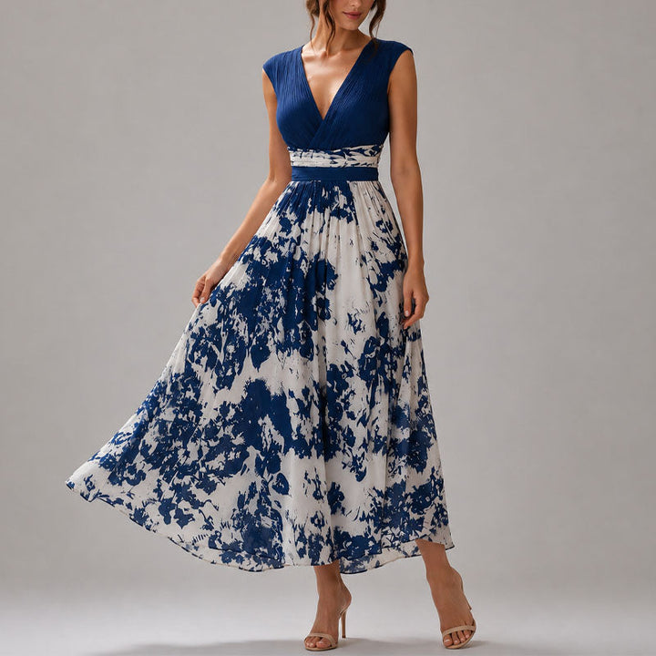 Cassidy - Women's Printed V-Neck Midi Dress