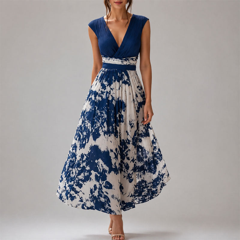 Cassidy - Women's Printed V-Neck Midi Dress