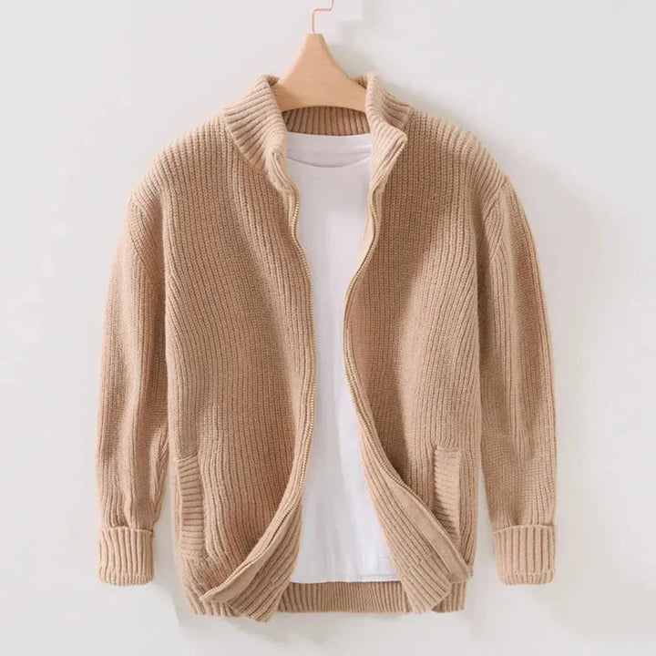 Cayson - Men's Zip-Front Ribbed Cardigan