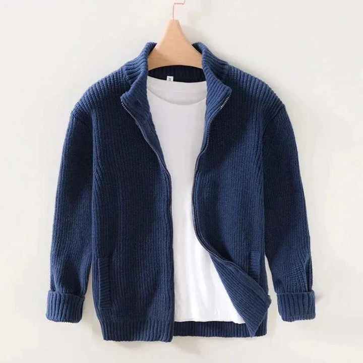 Cayson - Men's Zip-Front Ribbed Cardigan