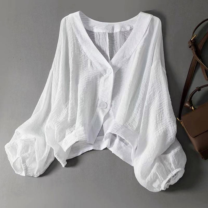 Charlotte Rose Cropped Blouse with Balloon Sleeves