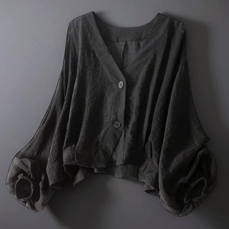 Charlotte Rose Cropped Blouse with Balloon Sleeves