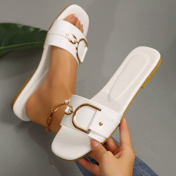 Charlotte Rose Slip-On Sandals with Gold-Tone Accent