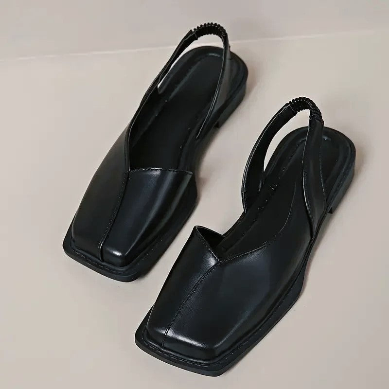 Charlotte Rose Square Toe Flats with Elastic Strap