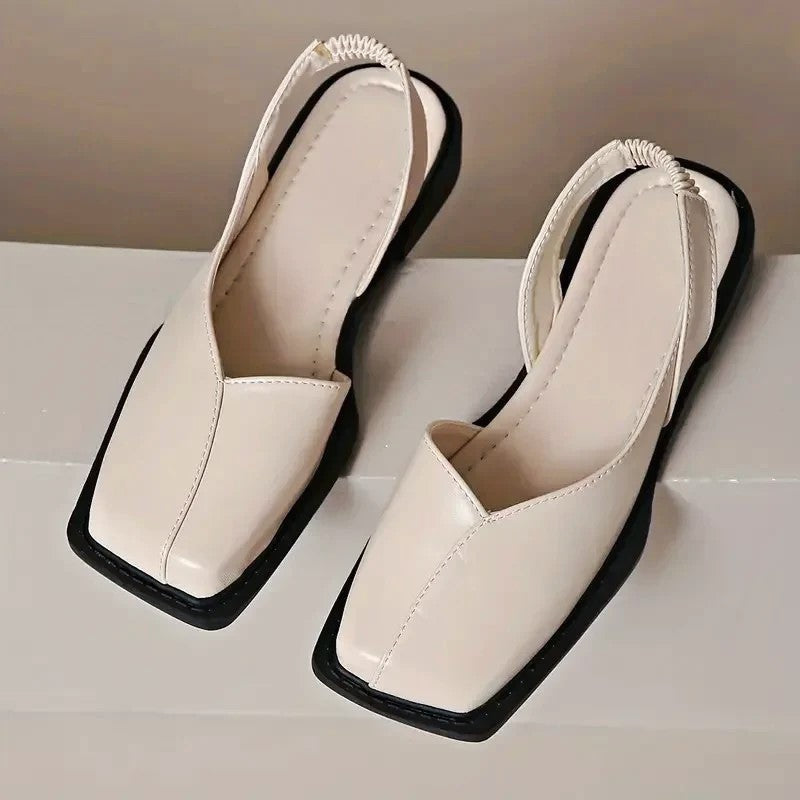 Charlotte Rose Square Toe Flats with Elastic Strap
