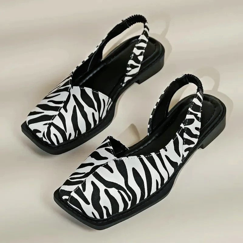 Charlotte Rose Square Toe Flats with Elastic Strap