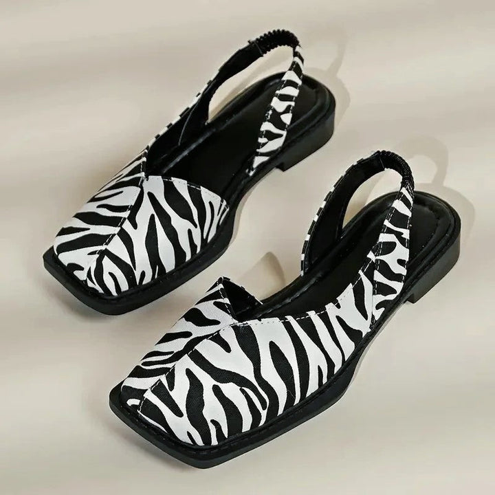 Charlotte Rose Square Toe Flats with Elastic Strap