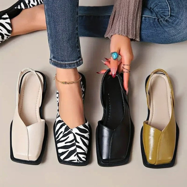 Charlotte Rose Square Toe Flats with Elastic Strap