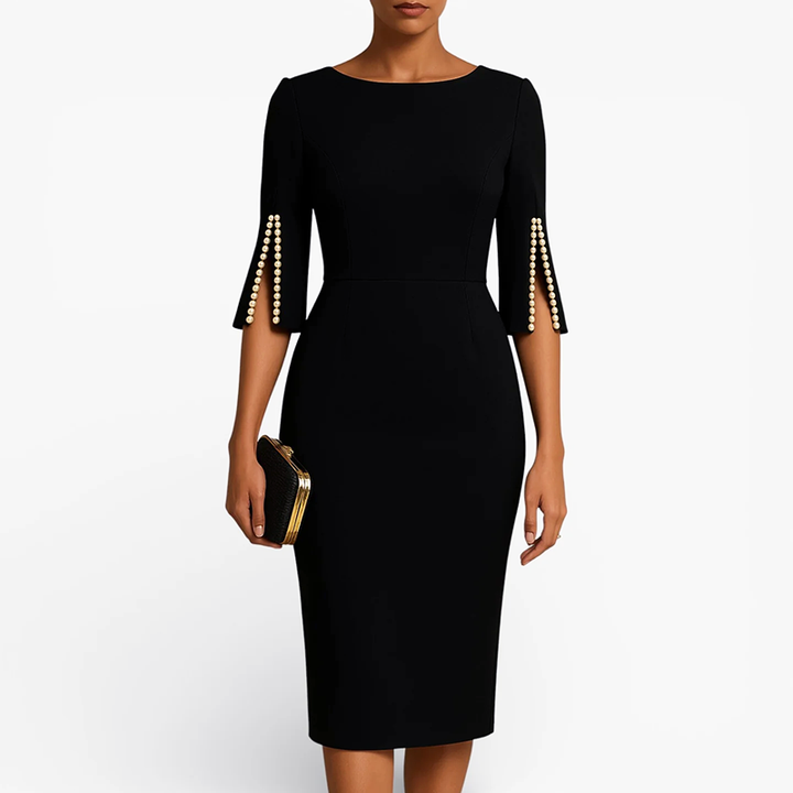Charlotte - Women's Pearl Sleeve Midi Bodycon Dress