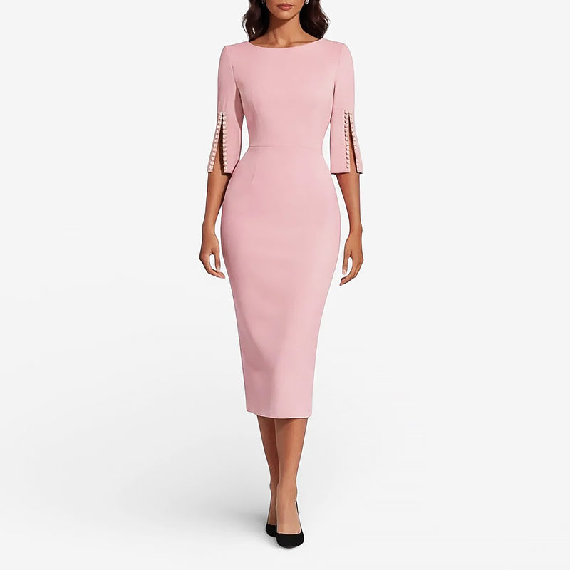 Charlotte - Women's Pearl Sleeve Midi Bodycon Dress
