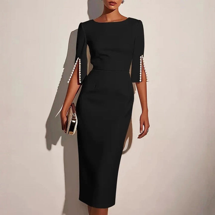 Charlotte - Women's Pearl Sleeve Midi Bodycon Dress