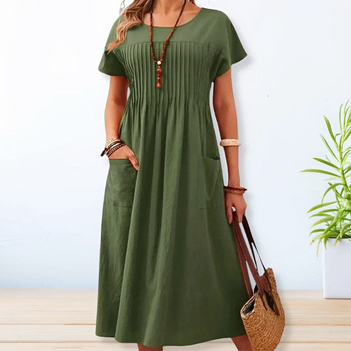 Charlotte Rose Midi Dress with Pleated Front