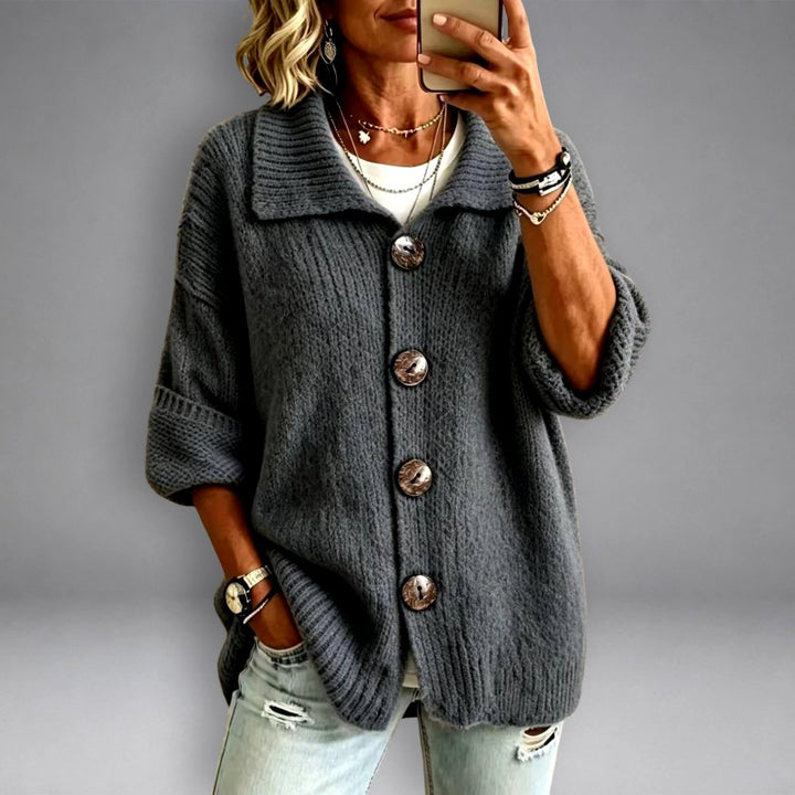 Claire - Women's Oversized Button Front Knit Cardigan