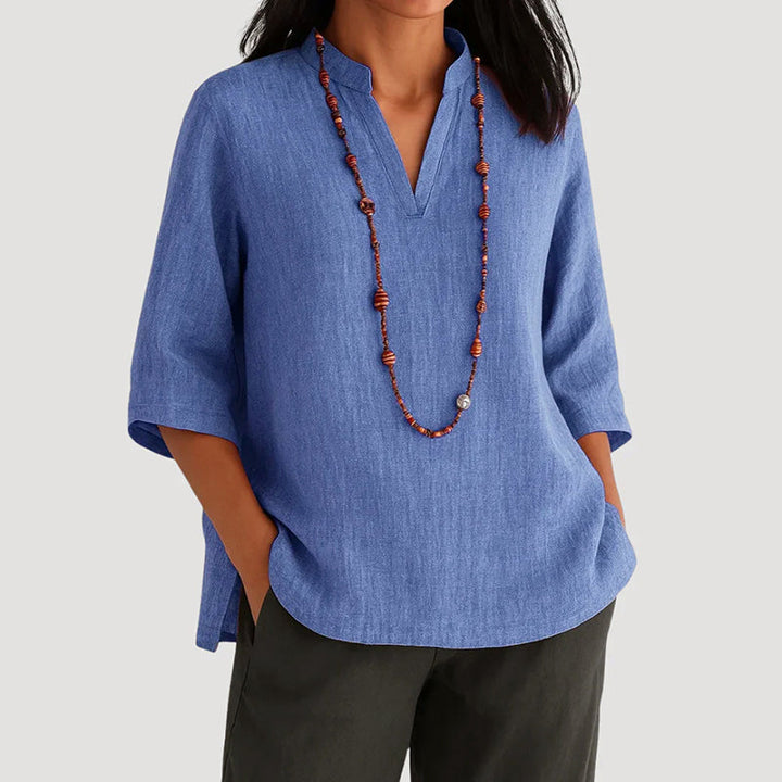 Clara Duval 3/4 Sleeve Relaxed Fit Blouse
