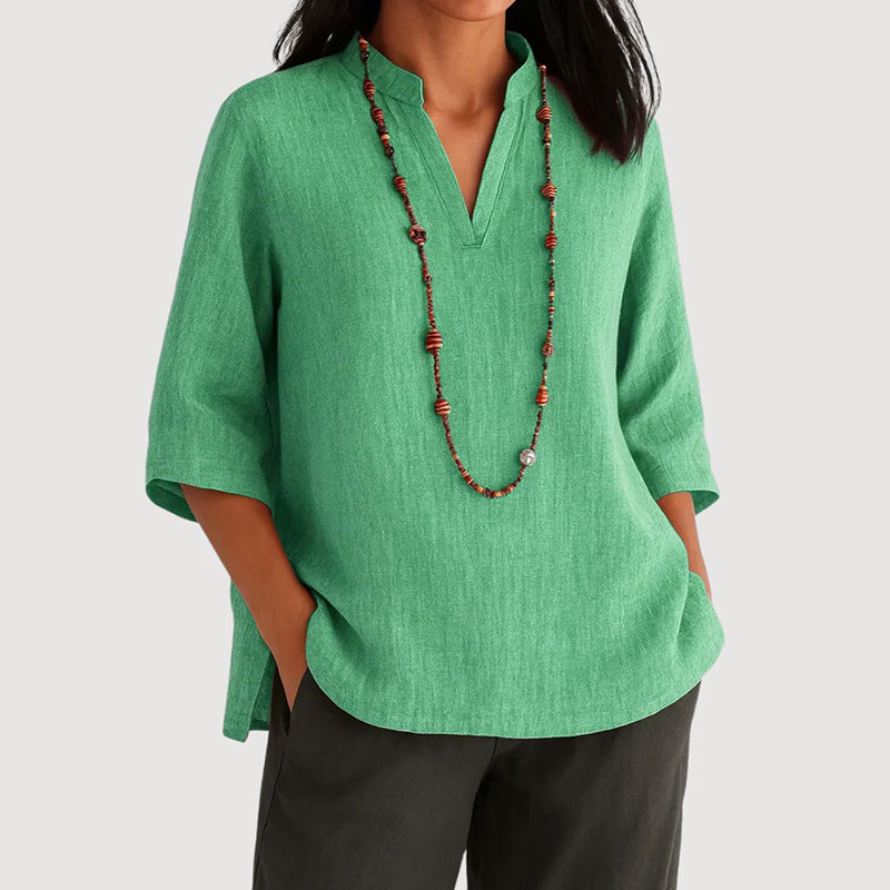 Clara Duval 3/4 Sleeve Relaxed Fit Blouse
