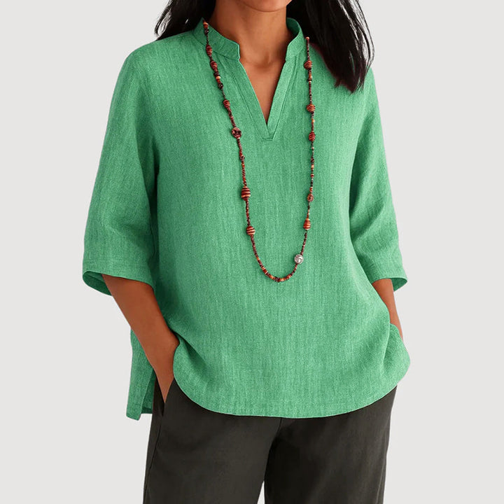 Clara Duval 3/4 Sleeve Relaxed Fit Blouse
