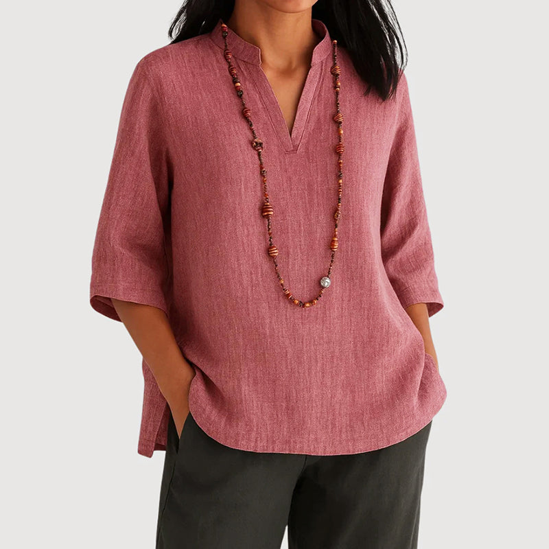 Clara Duval 3/4 Sleeve Relaxed Fit Blouse