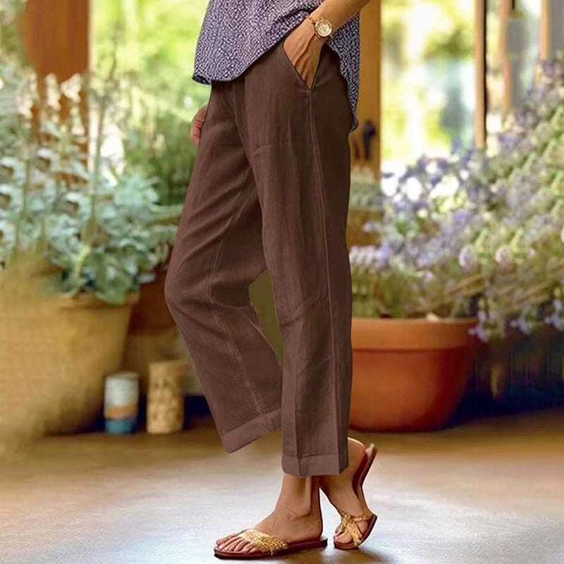 Clara Duval Ankle-Length Linen Pants