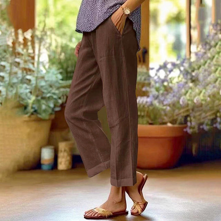 Clara Duval Ankle-Length Linen Pants