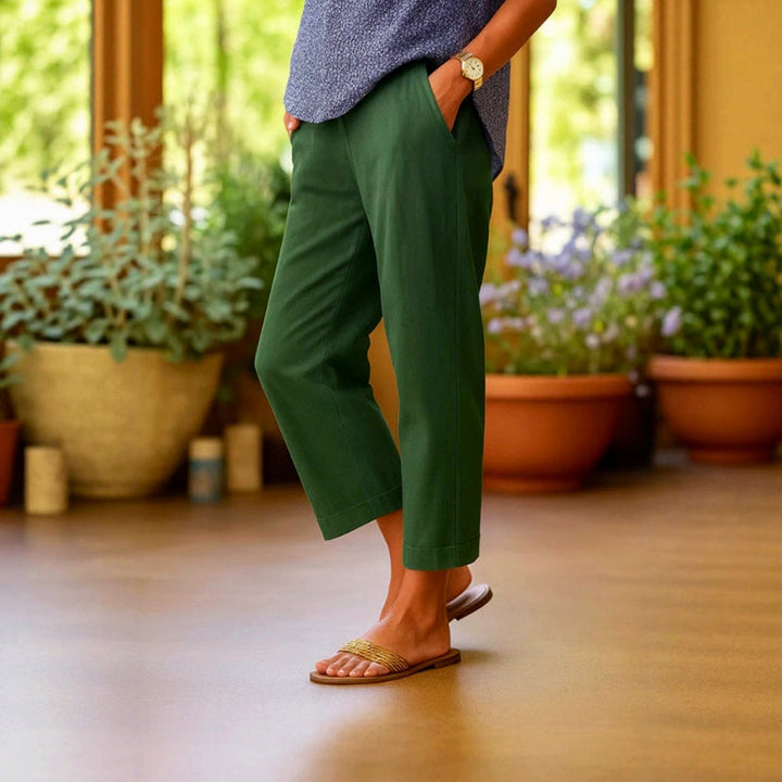Clara Duval Ankle-Length Linen Pants