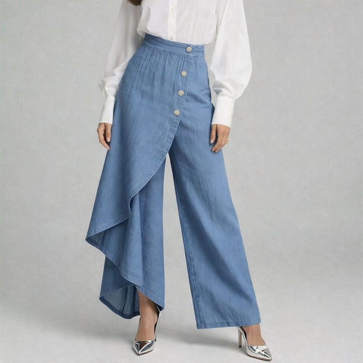 Clara Duval Asymmetrical Wide-Leg Pants
