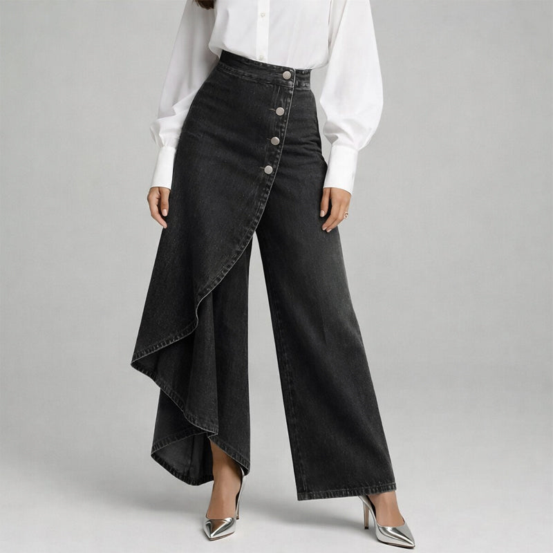 Clara Duval Asymmetrical Wide-Leg Pants