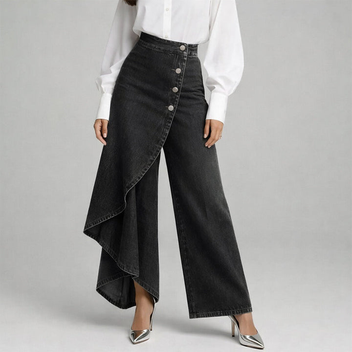 Clara Duval Asymmetrical Wide-Leg Pants
