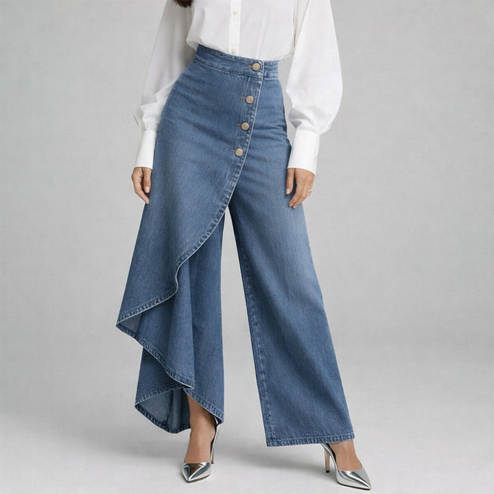 Clara Duval Asymmetrical Wide-Leg Pants