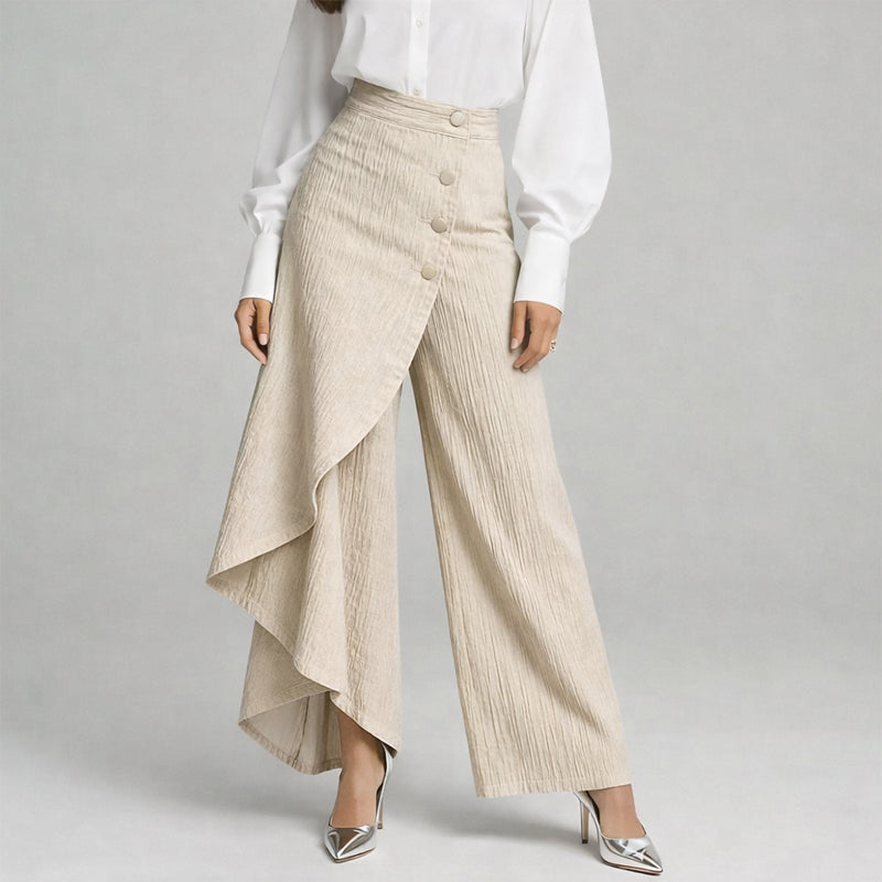 Clara Duval Asymmetrical Wide-Leg Pants