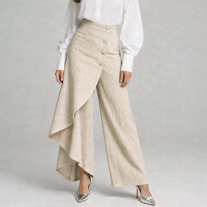 Clara Duval Asymmetrical Wide-Leg Pants