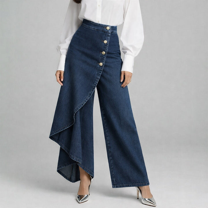 Clara Duval Asymmetrical Wide-Leg Pants