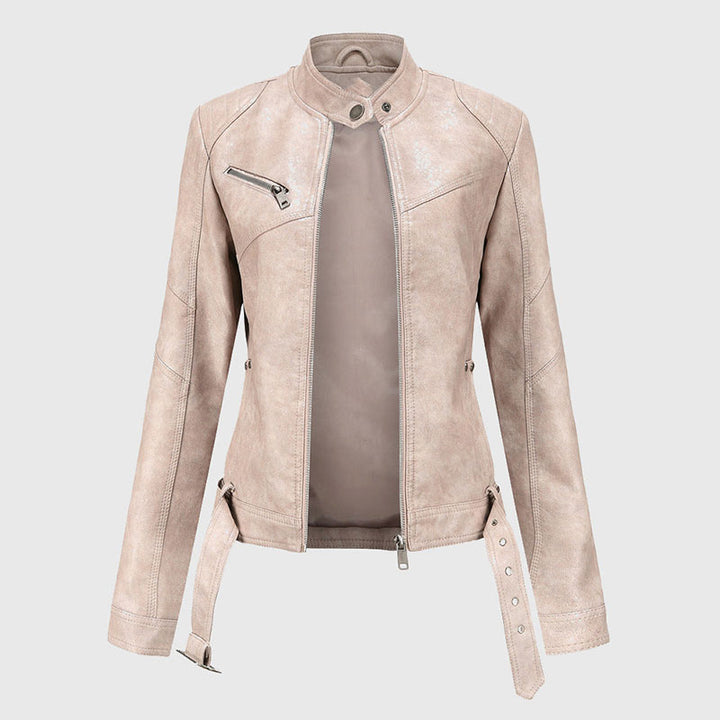 Clara Duval Belted Moto Jacket