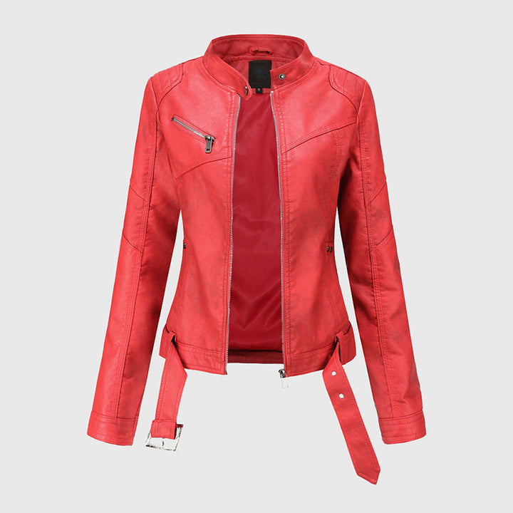 Clara Duval Belted Moto Jacket