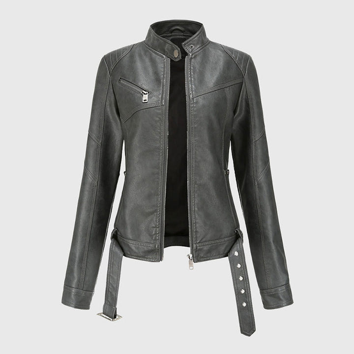 Clara Duval Belted Moto Jacket