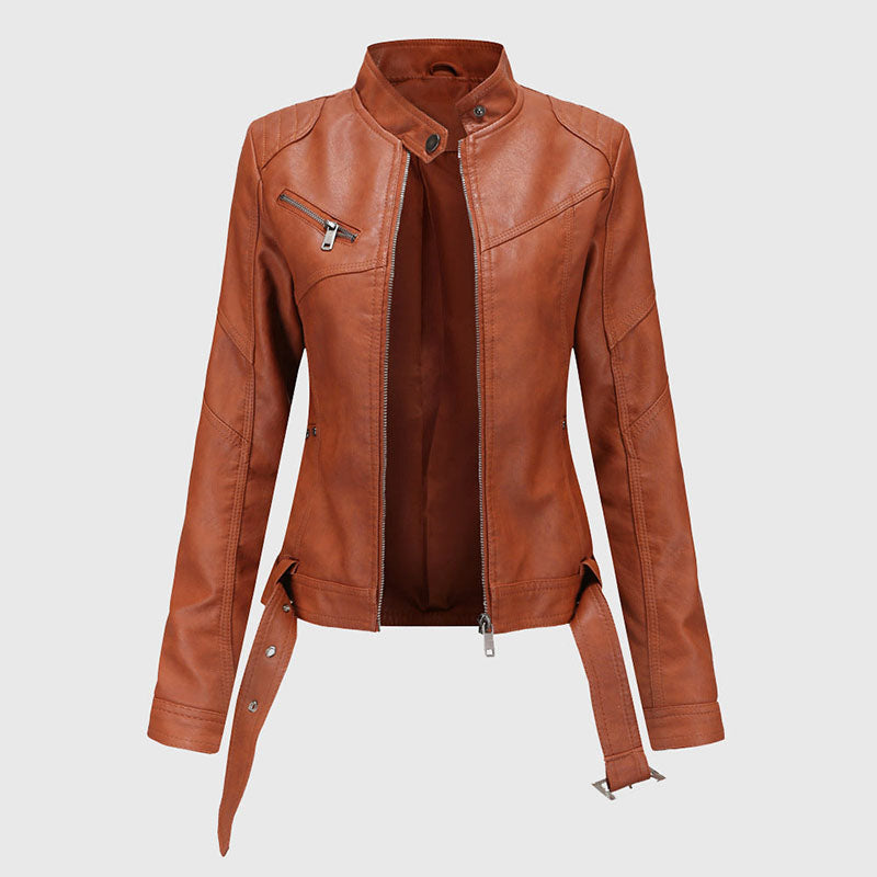Clara Duval Belted Moto Jacket